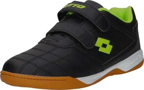 Hallenschuh LOTTO Kinder Gr. 33, schwarz - Sneaker mit nicht-färbender Sohle, ideal für Hallensport, pflegeleichtes Synthetik-Obermaterial und praktische Klettverschlüsse für einfaches An- und Ausziehen.