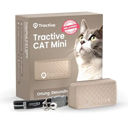 Tractive CAT Mini GPS Tracker für Katzen - Heimtiertracker mit Live-Ortung, Positionsverlauf und Aktivitätstracking; ideal für die Sicherheit Ihrer Katze und zur Überwachung ihrer Gesundheit.