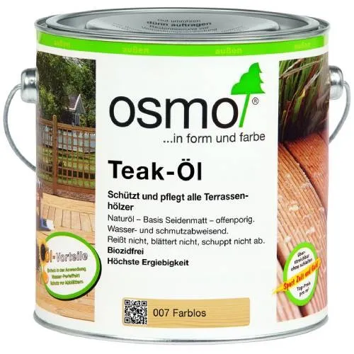 OSMO Teak-Öl 007 0,375L - Holzöle für Teakholz Möbelpflege, wasserabweisend und ideal für den Außenbereich. Schützt Ihre Gartenmöbel effektiv und sorgt für eine seidenmatte Oberfläche.