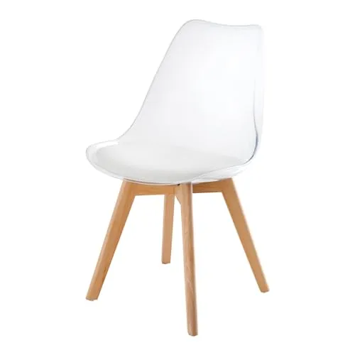 Riess Ambiente Design Stuhl Scandinavia MEISTERSTÜCK - Esszimmerstuhl mit transparentem Design und pflegeleichtem Kunstledersitzkissen, ideal für moderne Küchen und Esszimmer.