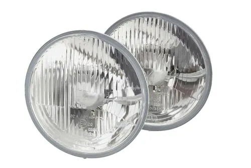 HELLA Halogen Scheinwerfersatz - 12V - rund - Set mit 2 Scheinwerfern - Autoscheinwerfer-Komplettset mit ECE/SAE-Zulassung, ideal für Rechtsverkehr, bietet 3 Leuchtefunktionen: Abblendlicht, Fernlicht und Positionslicht für optimale Sicht.