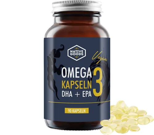 Omega 3 vegan Kapseln - DHA & EPA aus Algenöl - 90 Stück - NATIVE GOODS