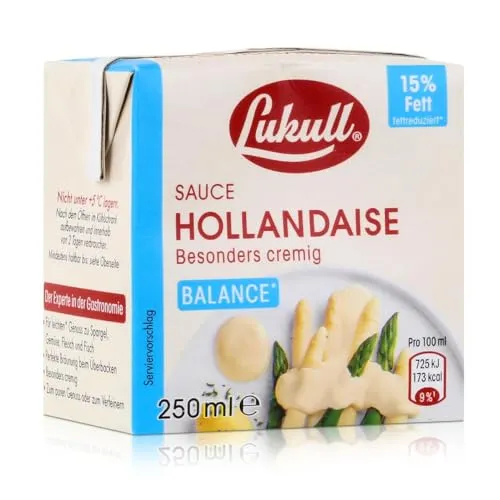 Lukull Sauce Hollandaise Balance extra cremige Soße zu Spargel, Gemüse, Fleisch und Fisch 250 ml