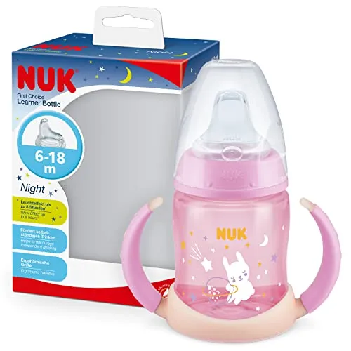 NUK First Choice Trinklernflasche Night 150ml mit Trinktülle mit Leuchteffekt