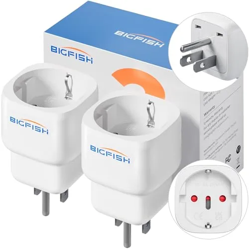 Bigfish Reiseadapter USA 2Pack - Adapter für EU zu Amerika und Thailand - Internationale Netzadapter: Kompakte und tragbare Adapter mit 13A Leistung, ideal für Reisen in die USA, Kanada und Thailand. Hochwertige Materialien für Sicherheit und Langlebigkeit.