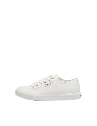 ONLY Nicola Sneaker - Weißer Unifarben Sneaker - Sneaker in Größe 41 mit schnürbarem, runden Kappen-Design und bequemer Textilinnensohle, ideal für lässige Outfits.