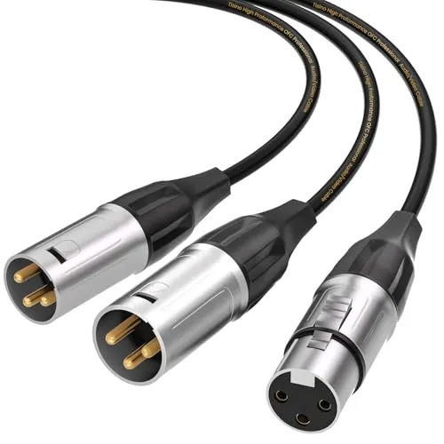 Tisino Balanced XLR Splitter Kabel, 1 Buchse auf 2 Stecker Patch Mikrofonkabel XLR Y Splitter Kabel 2 Stecker auf 1 Buchse - 50cm