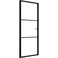 vidaXL Innentür ESG Glas und Aluminium 76x201,5 cm Schwarz - Moderne Innentür aus gehärtetem Glas mit robustem Aluminiumrahmen, ideal für einen stilvollen Raumübergang und natürliches Licht.