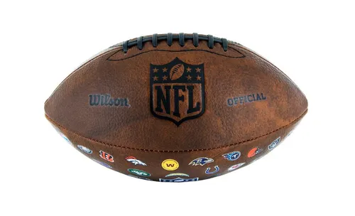 Wilson Football NFL Junior Throwback mit 32 Team Logos - American Football für Fans, mit 32 Team Logos für ultimativen Teamgeist, ideal für Spiele und Sammler.