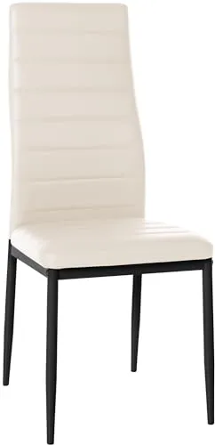 CLP Esszimmerstuhl Mayfair - Bequemer Küchenstuhl in Creme - Esszimmerstuhl Mayfair mit hoher Rückenlehne und Polsterung für maximalen Sitzkomfort, modernes Design und pflegeleichter Kunstlederbezug, ideal für stilvolle Essbereiche.