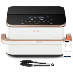 Cosori Heißluftfritteuse DualBlaze TwinFry 10L - Heißluftfritteuse mit 2 Kammern für gleichzeitiges Frittieren, 2800 W Leistung, 45% energieeffizienter, inklusive 70 Online-Rezepte und WiFi-Funktion für innovative Kochmöglichkeiten.