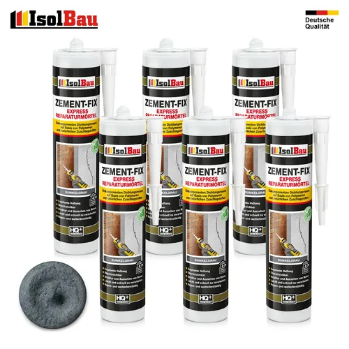 Reparaturmörtel Zement-Fix 6 x 300 ml Dunkelgrau Fugenmörtel Express Cement