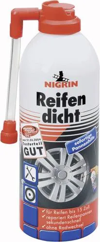 Nigrin Reifendichtmittel Spray 500ml - Reifendichtmittel für PKW-Reifen bis 16 Zoll, ermöglicht schnelle Pannenhilfe ohne Radwechsel und Kompressor – dichtet Lecks bis 3mm in Minuten ab.