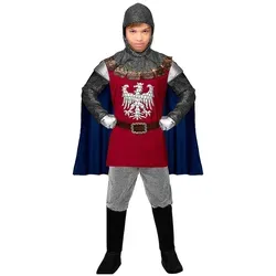 Carnival Party 3tlg. Kostüm "Ritter" in Blau - 116 - Kostüm für Kinder: 3-teiliges Ritter-Outfit mit glitzernden Elementen und integriertem Cape, perfekt für Fasching, Karneval und Kostümpartys.