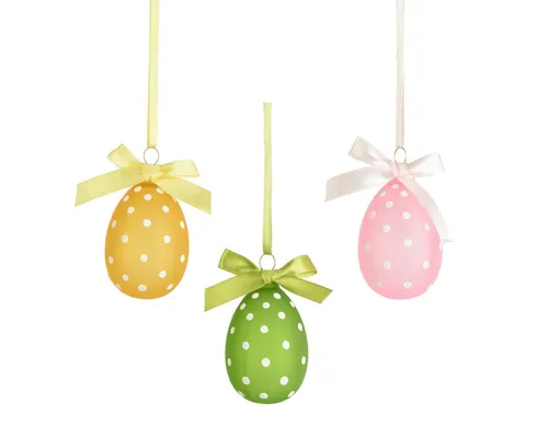 Decoris season decorations Osterei, Ostereier zum Aufhängen 4x6cm Glas 3er Set Gelb / Grün / Rosa