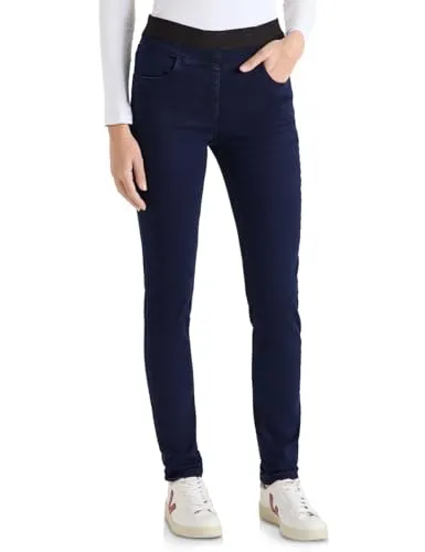 Cecil Jeans Slim Fit mit Elastikbund Blue Black Used - Stylische Slim Fit Jeans mit elastischem Bund und modischer Waschung. Hoher Tragekomfort und perfekte Passform für jeden Anlass.