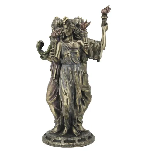 Vogler Dekofigur Veronese Hekate - Griechische Göttin der Magie - Dekofigur aus hochwertigem Polyresin mit echtem Bronzeüberzug, detailreich handcoloriert. Ideal für Sammler und als stilvolle Dekoration für Ihr Zuhause. Größe: ca. 21 x 12 x 12 cm.