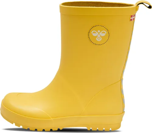 Hummel RUBBER BOOT JR. - Wasserdichter Gummistiefel für Kinder - SPORTS YELLOW - Größe 22 - Gummistiefel für Kinder mit dicken Grip-Sohlen für besten Halt. Ideal für nasse Abenteuer, schützt Knöchel und Unterschenkel. Mit praktischer Zuglasche für einfaches Anziehen.