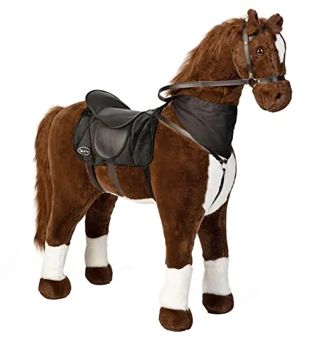 ELLA PIET XXL Stehpferd Orlando - Großes Reitpferd mit Sattel für Kinder ab 5 Jahren, bis 100 kg belastbar und 105 cm hoch