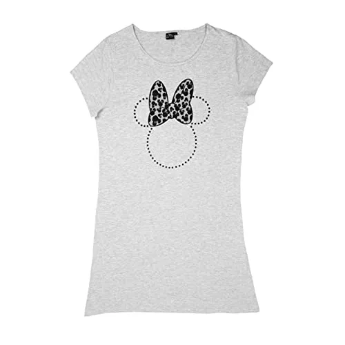 Disney Minnie Mouse T-Shirt für Damen - Oberteil Frauen Shirt Bigshirt Oversize Top Grau (as3, Alpha, xx_l, Regular, Regular, XXL)