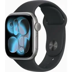 Apple Watch Series 11 46 mm Grau Sportarmband M/L - Smartwatch mit EKG-Herzfrequenzmessung und präzisen Schlafanalysen. Das robuste Silikonarmband ist ideal für Sport und Alltag. Immer im Blick: Uhrzeit und Benachrichtigungen auf dem Always-on-Display.