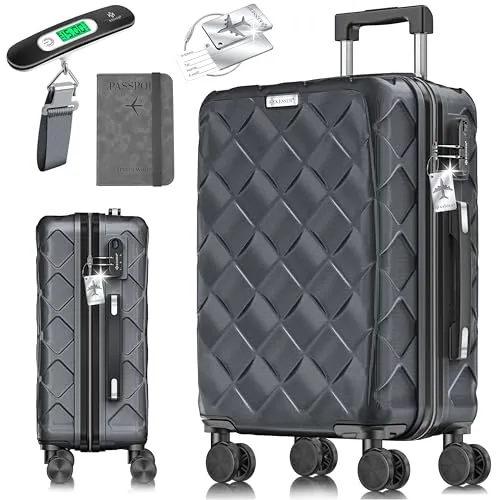 KESSER® Reisekoffer – ABS Hartschalenkoffer mit Zahlenschloss - Koffer für Business & Reise mit stabiler ABS-Hartschale, 360° Rollen und praktischem Zubehör wie Kofferwaage und Reisebrieftasche für sorgenfreies Reisen.