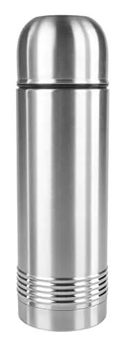 Emsa Thermosflasche Senator 0,5 l - Edelstahl, silber - Thermobehälter mit 0,5 l Fassungsvermögen, doppelwandig isoliert, hält 12 h heiß und 24 h kalt. Mit Safe Loc Klappverschluss und Trinkbecher-Deckel, ideal für unterwegs.