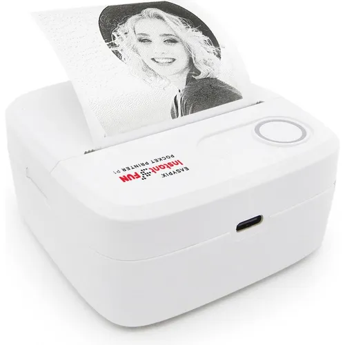 Easypix InstantFUN Pocket Printer P1 - Schwarz-Weiss - Kompakter Pocket Printer für Sofortdruck, ideal für kreative Projekte und spontane Erinnerungen, perfekt für unterwegs.