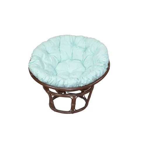 Papasansessel Holger - Fernseh- & Relaxsessel aus handgeflochtenem Rattan mit einem bequemen, pastellgrünen Kissen. Ideal zum Entspannen mit einem Durchmesser von 80 cm und pflegeleichten Oberflächen.