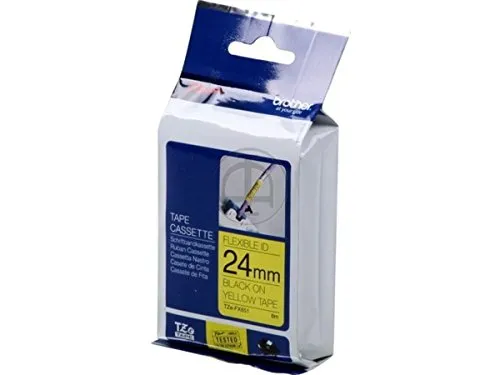 Brother Original P-touch Flexi-Schriftband TZE-FX651 24 mm, schwarz auf gelb (u.a. für Brother P-touch P700, -2430, -D600, -9700PC, -P750W) zur Kabel- und Rohrbeschriftung, laminiert