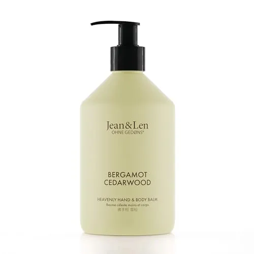 Jean & Len Heavenly Hand- & Body Balm Bergamot & Cedarwood - Erlebe ein duftendes Pflegeerlebnis mit dem Hand- & Body Balm aus Bio-Arganöl und Sheabutter. Ideal für normale bis trockene Haut, ohne Silikone und Parabene. In hochwertiger Flasche für angenehme Anwendung.