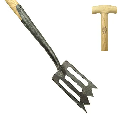 DeWit Garten-Spaten Spork mit Löchern & praktischem T-Griff 111 cm I Premium Garten-Zubehör zum Graben in schwerem & lehmigem Boden I Profi Spaten in Bester Qualität I Garden Tools – Made in Holland