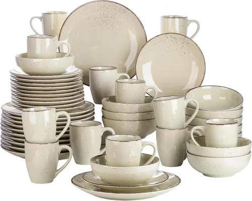 vancasso Kombiservice Set Navia - 48-teiliges Geschirrset im Vintage Design - Vancasso Kombiservice Set für 4-12 Personen, inspiriert von Naturfarben. Mikrowellen- und spülmaschinengeeignet für einfache Pflege. Ideal für festliche Anlässe und den täglichen Gebrauch.