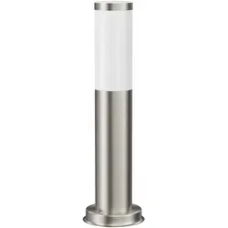ledscom.de Pollerleuchte PORU für außen, Edelstahl, rund, 38,5cm, inkl. E27 Lampe 3,99W extra-warm-weiß 471lm
