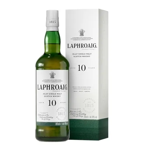 Laphroaig 10 Jahre Islay Single Malt Scotch Whisky - 40% vol, 700 ml, intensiv rauchig und torfig mit überraschender Süße und langem Abgang