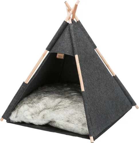 Tipi Höhle aus Filz, 55 × 65 × 55 cm, Anthrazit - Moderne Hundehütte aus hochwertigem Filz, zusammenklappbar für platzsparende Aufbewahrung und mit rutschfester Unterseite für sicheren Halt.