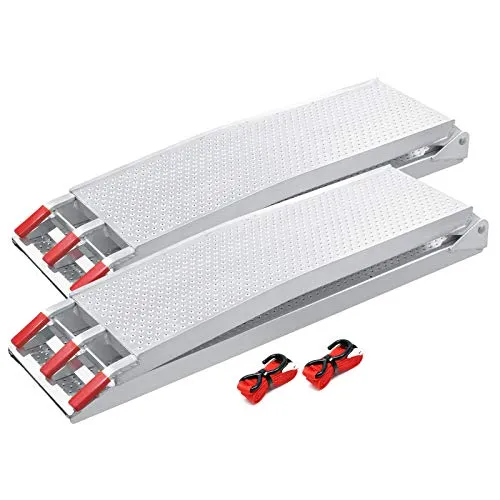 Wiltec 2X Auffahrrampe 215 cm - Faltbare Aluminium Rampen für Quad und Motorrad - Robuste Aluminiumauffahrrampen mit 680 kg Traglast, ideal für Mopeds und Quads. Rutschsichere Oberfläche und platzsparend faltbar für einfachen Transport und Aufbewahrung.