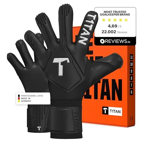 T1TAN Legend Black-Out Torwarthandschuhe – Profi Grip für Kinder & Erwachsene, Größe 6 - Erlebe maximalen Grip mit den T1TAN Torwarthandschuhen! Der 4mm Gecko Grip Haftschaum sorgt für optimale Ballkontrolle. Perfekt für Rasen und Kunstrasen – für Profis und Amateur-Torhüter.