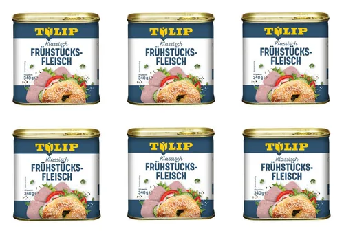 TULIP Wurstkonserve Frühstücksfleisch 340g – Dänische Delikatesse - Genießen Sie die TULIP Wurstkonserve mit 87% Schweinefleisch in praktischer 340g Dose. Perfekt für ein herzhaftes Frühstück oder als Snack – schnell und lecker!