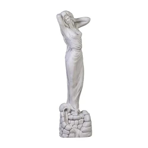 Gartendekoparadies Statue Venus auf Wasserspiel - 72 cm Steinguss - Elegante Statue Venus, 72 cm hoch und 15 kg schwer, aus frostsicheren Steinguss für Ihren Garten. Handgefertigte Qualität, ideal zur Verschönerung Ihres Außenbereichs oder als Geschenk.
