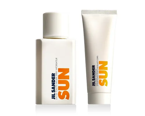 Jil Sander Sun Geschenkset Eau de Toilette 75 ml + Shower Gel 75 ml - Damendüfte: Verführerisches Geschenkset mit Eau de Toilette und Duschgel, das den Körper in einen fruchtigen, blumigen Duft hüllt und Erinnerungen an Sommertage weckt.