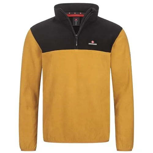 Höhenhorn Skyja Herren Fleece Pullover Senfgelb/Schwarz Gr. 3XL - Outdoor Fleecejacke mit hochschließendem Reißverschluss und Stehkragen für optimalen Windschutz, ideal für kalte Tage und Outdoor-Aktivitäten.