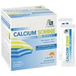 Avitale Calcium Sonne 500 Direkt - 60 Portionssticks - Praktische Portionssticks für eine einfache Einnahme. Ideal für die tägliche Ergänzung von Mineralstoffen. Schnelle Lieferung und gratis Versand für Bonuskunden.