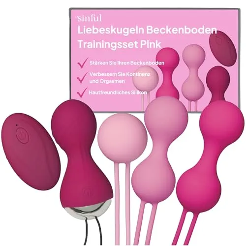 Sinful Ultimate Kegel Trainingsset - Kegel Trainingsset mit Liebeskugeln Sexspielzeug - Liebeskugeln Beckenboden Training Anfänger - Beckenbodentrainer für Frau - Liebeskugeln mit Vibrationen - Pink
