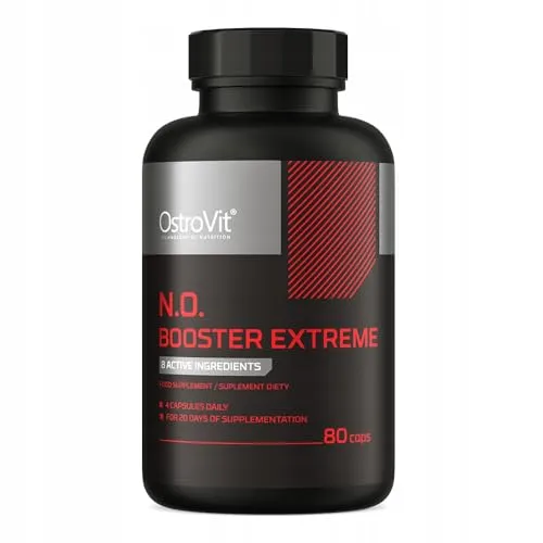 OstroVit N.O. Booster Extreme | 80 Kapseln | Citrullinmalat + 7 aktive Inhaltsstoffe | Maximale Muskelpumpe und Ausdauer | Pre-Workout Supplement