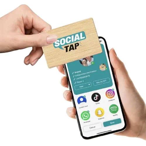Virtuelle NFC-Visitenkarte aus Bambus | NFC- und QR-Visitenkarte | Holz-Visitenkarte | NFC-Visitenkarte | Keine monatlichen Gebühren