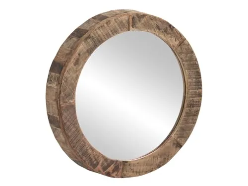 Woodkings Wandspiegel Sumatra | Runder Holzspiegel 60 cm aus Altholz - Rustikaler Wandspiegel aus recyceltem Holz – ideal für Flur, Bad oder Wohnzimmer. Jedes Stück ist ein Unikat mit natürlicher Optik, perfekt für dein Zuhause im Landhausstil.