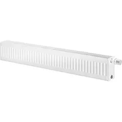 Purmo Profilheizkörper Plint-Ventil Compact Typ 33, 200 x 1400 mm - Platzsparender Purmo Heizkörper mit nur 200 mm Bauhöhe, ideal für große Fenster. Integrierte Ventilgarnitur sorgt für einfache Installation und gleichmäßige Wärmeverteilung. Robuste Qualität für moderne Räume.
