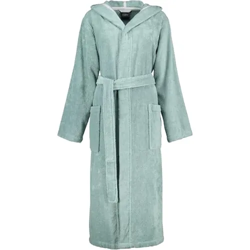 Cawö Bademantel Damen Kapuze Uni 827 fjord - 47 L - Bademantel für Damen mit Kapuze im attraktiven Uni-Design, aus 100% Baumwolle, pflegeleicht und ideal für entspannte Stunden zu Hause.
