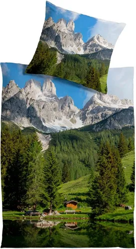 Bettwäsche "Panorama", Baumwoll-Satin 135x200 cm - Frühlingsbettwäsche aus hochwertigem Baumwoll-Satin, atmungsaktiv und für einen kühlen Schlafkomfort, ideal für stilvolle Schlafzimmer.